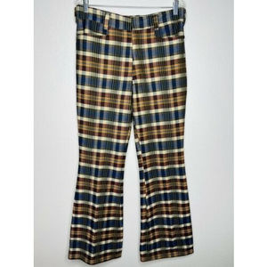 Vintage Tobias Trousers R1 A-1 Kotzin Co Bell Bottoms Flare Plaid Pants 34 x 36